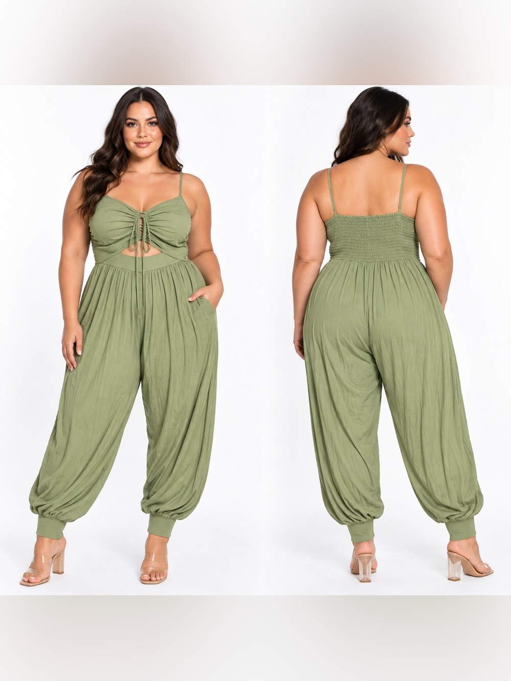 NWT Fashion to Figure Olive Cutout Harem Jumpsuit Plus Size 1 14/16